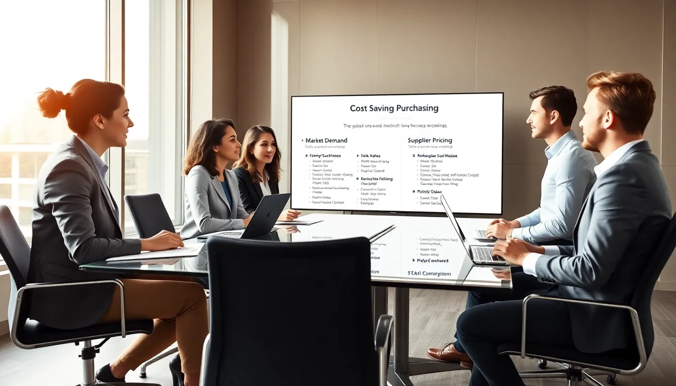 diverse team discussing cost-saving strategies in a modern office.